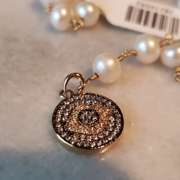 Freshwater pearl and evil eye cubic zirconia - Picture 3 of 8